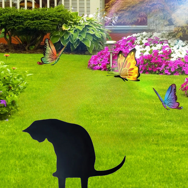 CIFbuy黑色猫金属户外雕像镂空剪影花园装饰（TikTok、temu下自提）-9