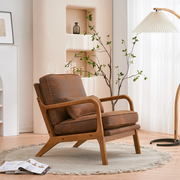 【同款编码：74986499】橡木扶手 单人休闲椅 橡木 软包 烫金布 橙色 室内休闲椅-32