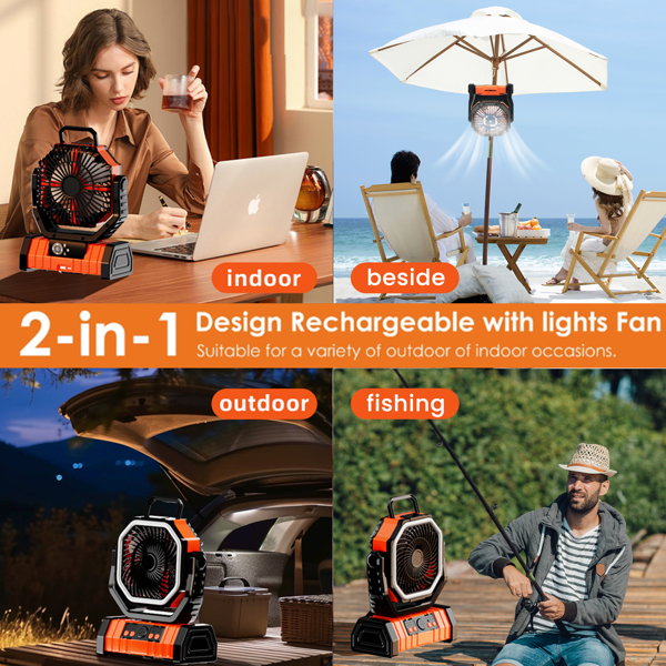 电池便携式露营风扇 20000mAh可充电移动电源 支持270°旋转-7