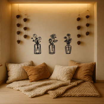 CIFbuy复古金属花朵墙面装饰三件套 乡村铁艺花卉壁挂雕塑 客厅卧室厨房装饰 (TikTok、temu下自提)