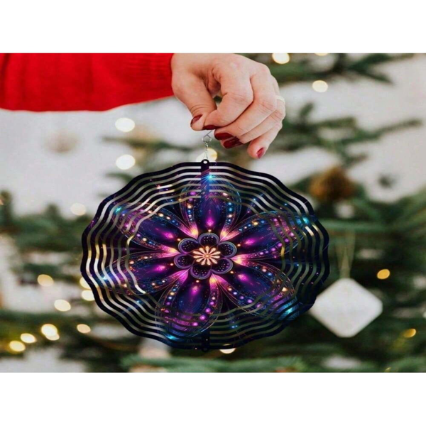 CIFbuy太阳能10英寸曼陀罗风铃带LED灯旋转挂钩户外花园庭院装饰（TikTok、temu下自提）-2