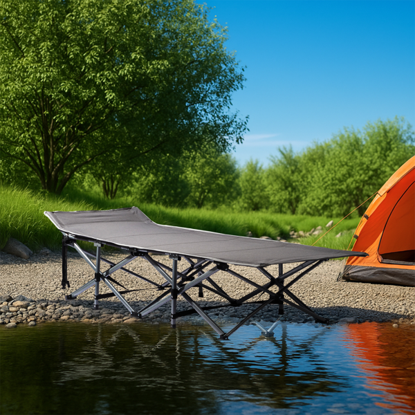 75*28*15in 灰色 户外行军床 10脚铁管 牛津布 折叠翘头 带软垫 150kg-18