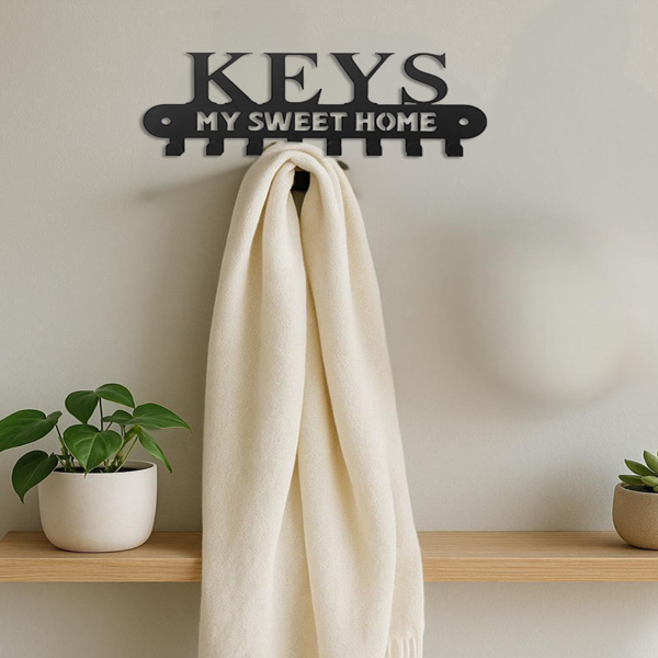 CIFbuy哥特风钥匙挂壁挂复古黑铁质外套钥匙扣家居装饰入口整理器(TikTok、temu下自提)-4