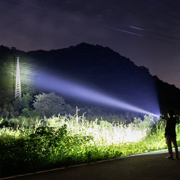 USB可充电LED手电筒可伸缩手电筒3模式可缩放安全户外手电筒套装-12