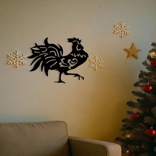 CIFbuy Vintage Black Rooster Wall Art Weather Resistant Metal Home Decor For Indoor And Outdoor (TikTok, temu pick-up service)-6