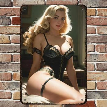 CIFbuy复古风女郎装饰铝板挂画 家居装饰艺术墙贴（TikTok、temu下自提）