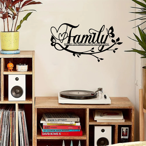 CIFbuy复古花卉墙面装饰牌优雅手写幸福之家标识农家田园风格客厅卧室玄关装饰(TikTok、temu下自提)-5