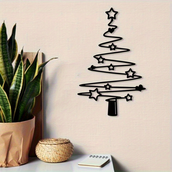 CIFbuy简约金属圣诞树装饰品 节日墙面装饰礼物铝材质 (TikTok、temu下自提)-4