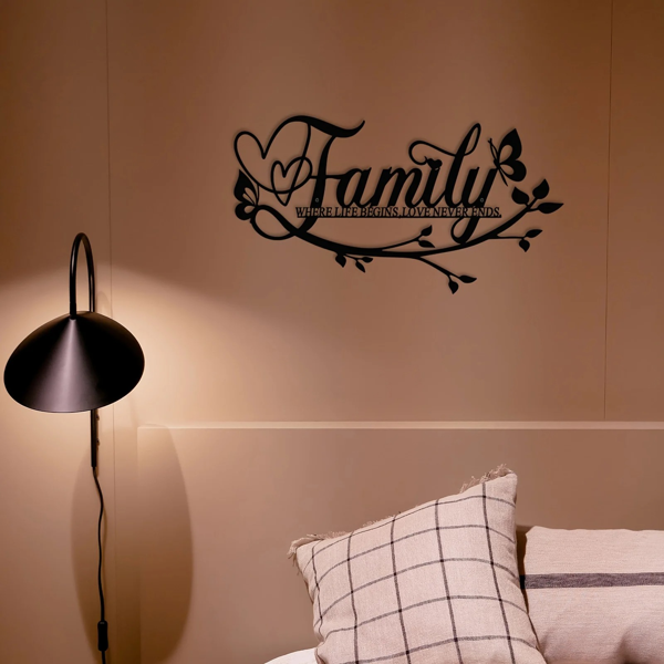 CIFbuy复古花卉墙面装饰牌优雅手写幸福之家标识农家田园风格客厅卧室玄关装饰(TikTok、temu下自提)-2