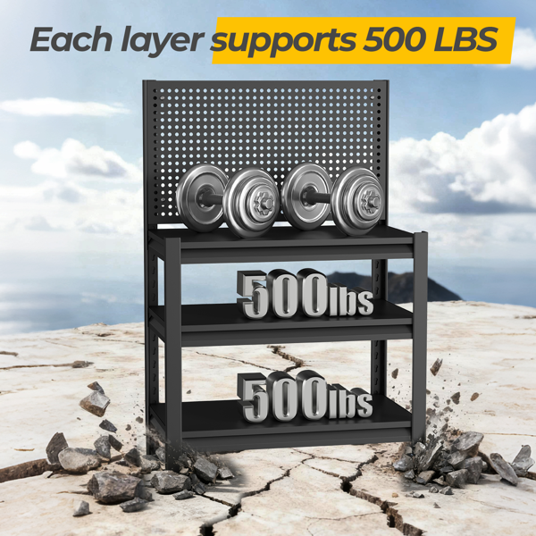 Temu仅支持自提 带钉板的工作台、带轮子可调货架的重型3000磅工作台、工具车、车库仓库工作台47.2英寸高*33.46英寸宽*18英寸深-3