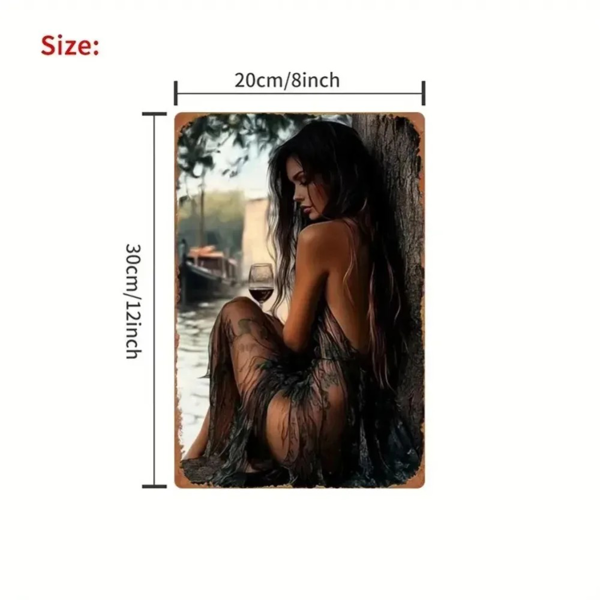 CIFbuy复古铝制红酒女郎装饰壁牌家居酒吧厨房墙饰（TikTok、temu下自提）-6