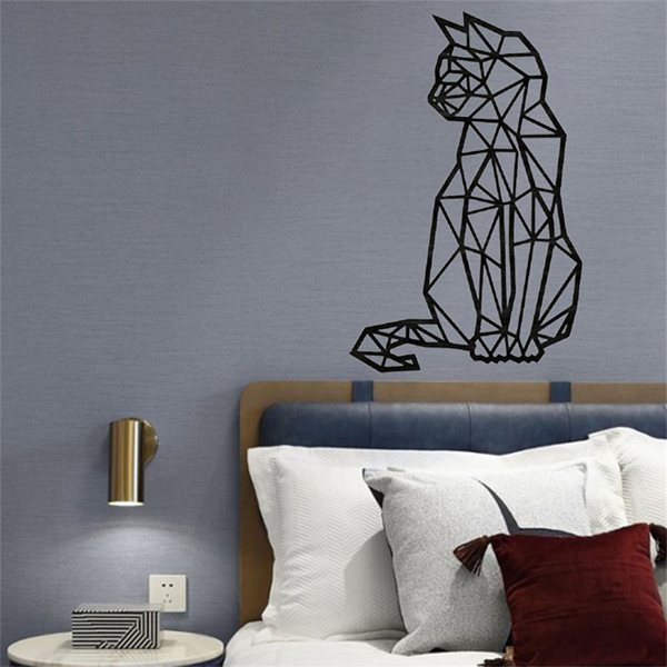 CIFbuy复古三维几何锻铁猫墙饰手工金属雕塑家居办公装饰(TikTok、temu下自提)-6