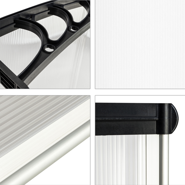 【同款编码：45171439】120*80cm 透明板黑色支架 雨篷 塑料支架 阳光板 前后铝条 英国-14