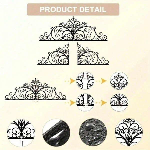 CIFbuy暗黑浪漫哥特墙面装饰复古金属花卉雕塑万圣节圣诞礼物(TikTok、temu下自提)-3