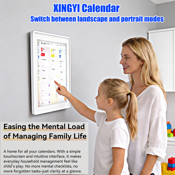 数字日历，15.6英寸电子墙面计划表与家务清单，触控式家庭日程管理器，支持日程安排、活动提醒及待办事项，含壁挂支架，智能日历完美适配2026年规划（白色边框款）-18