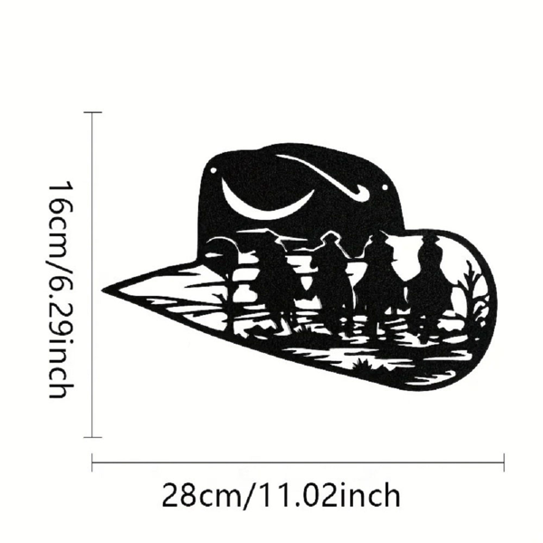 CIFbuy 铝制西部牛仔帽剪影装饰画 西部乡村主题墙面艺术挂件 节日礼物(TikTok、temu下自提)-3