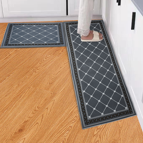 2片超吸水浴室地垫 - 速干防滑地垫，柔软舒适浴室地毯，适用于浴室、淋浴间、洗衣房、卧室、客厅、门垫、厨房地垫（灰色）-2