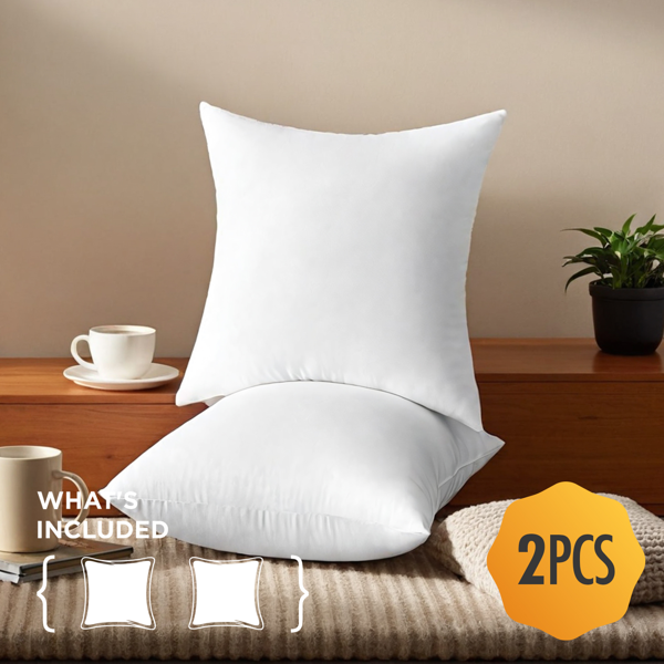 简约而不简单的基础款抱枕芯。一对20英寸白色枕芯，填充均匀，外形挺括。无论是放置在沙发上增添层次，还是置于床上作为靠垫，都能提供实用舒适的支撑。无枕套，随心而变。-4