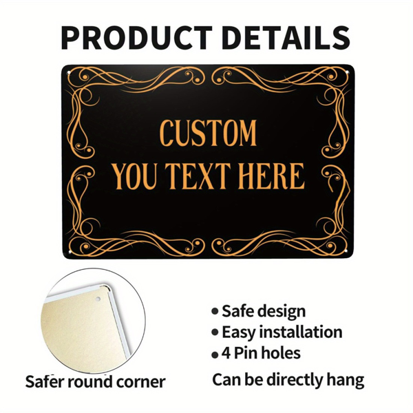 CIFbuy个性化定制户外金属标牌 黑色蕾丝设计 交通安全警示标志 8x12英寸(TikTok、temu下自提)-4