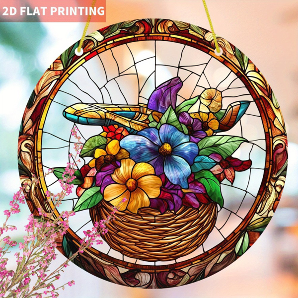 CIFbuy圆形悬挂装饰品彩色亚克力捕梦网花篮家居装饰品(TikTok、temu下自提)-1