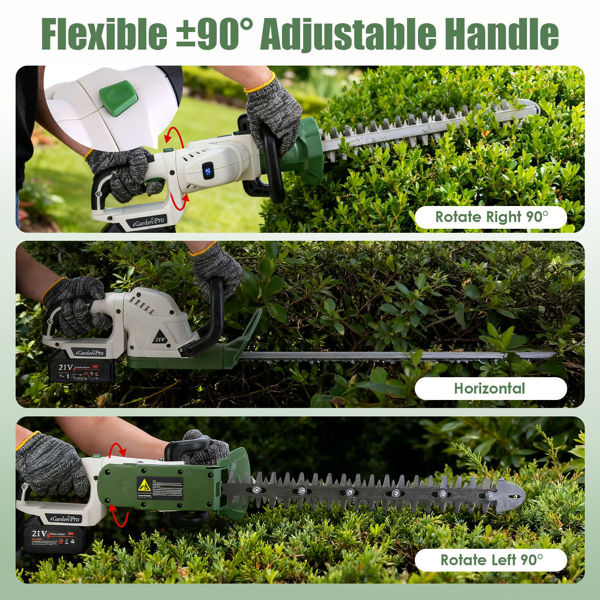 （自提可发加拿大，temu&tk下自提单）20000 转无绳割草机，2600mAh 电池，双刀头钢刃绿篱修剪机，带防溅挡板及护目镜 适用灌木修剪，适用于花园维护。-4