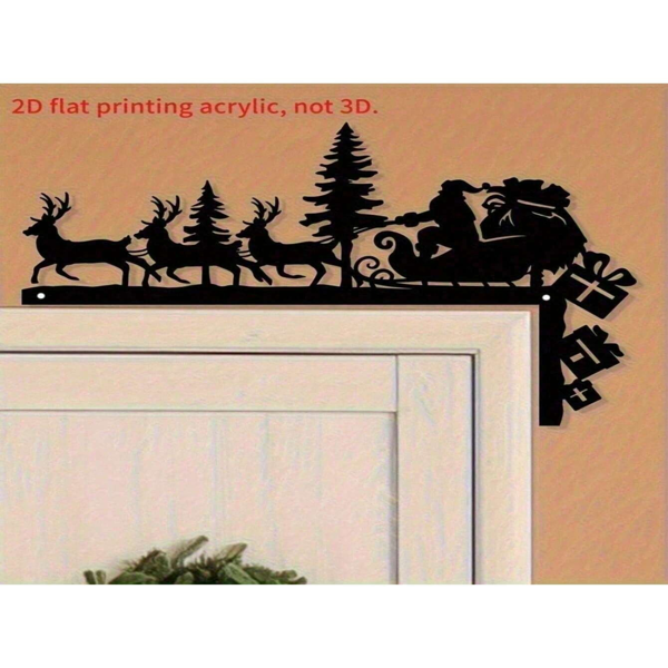 CIFbuy三维驯鹿角圣诞老人剪影金属墙饰 节日挂饰家居装饰品（TikTok、temu下自提）-4