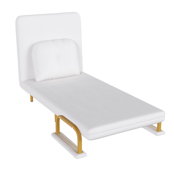 三合一折叠沙发床/可转换座椅 - 五档可调节靠背，带枕头，节省空间，适用于客厅、卧室和办公室（白色）-3