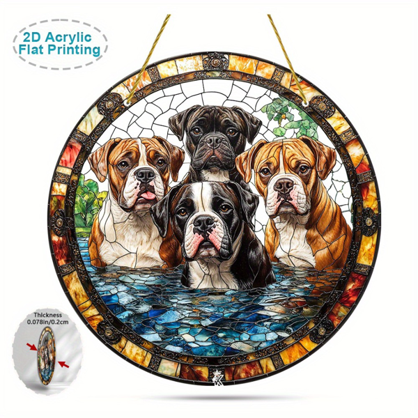 CIFbuy亚克力拳师犬墙饰彩色玻璃风格宠物家居装饰品(TikTok、temu下自提)-4