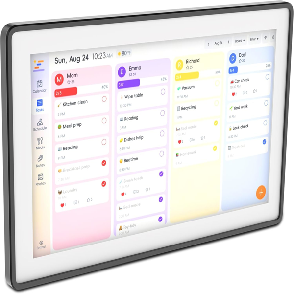 数字日历，15.6英寸电子墙面计划表与家务清单，触控式家庭日程管理器，支持日程安排、活动提醒及待办事项，含壁挂支架，智能日历完美适配2026年规划（灰色边框款）-5