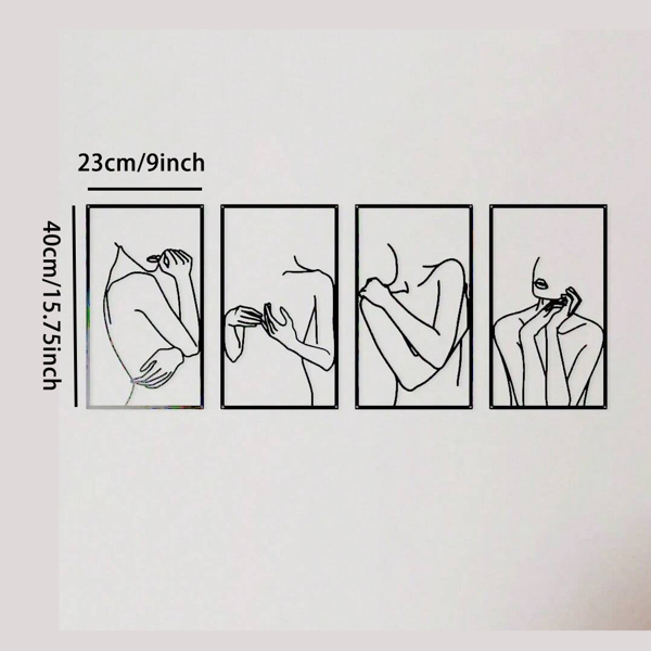 CIFbuy 简约线条人脸金属墙饰四件套 现代波西米亚家居装饰（TikTok、temu下自提）-1