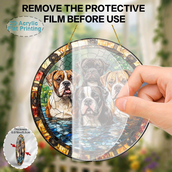 CIFbuy亚克力阳光捕捉器狗狗墙饰家居装饰 彩色玻璃风格 狗狗礼物 悬挂吊饰(TikTok、temu下自提)-4