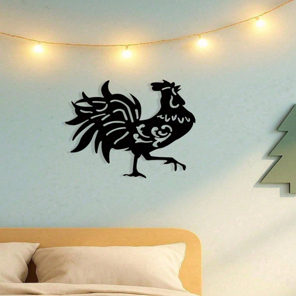 CIFbuy Vintage Black Rooster Wall Art Weather Resistant Metal Home Decor For Indoor And Outdoor (TikTok, temu pick-up service)-3
