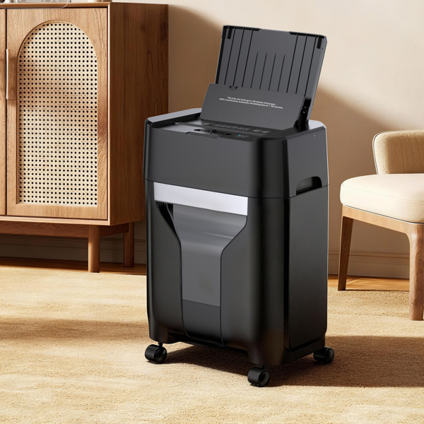 家用/办公120页自动进纸碎纸机，60分钟不间断运行，商用级重型碎纸机，带滚轮的交叉切割碎纸机，P-4安全等级，5.28加仑容量，噪音低于60分贝-10