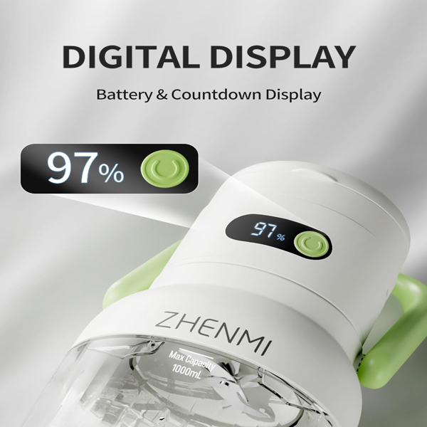 便携式搅拌机，个人奶昔搅拌机，无线设计，33盎司不含双酚A容器，防漏盖带饮用嘴，USB-C充电，易清洁部件，绿色款-11