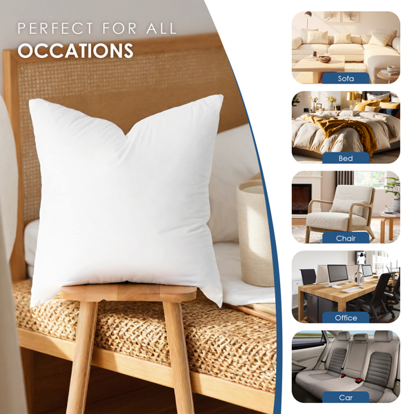 两只装20英寸白色抱枕芯，精选高弹力聚酯纤维填充，手感柔软且支撑力持久。加大尺寸设计，为沙发休闲、床头倚靠提供更饱满的舒适体验。无枕套配置，方便自由搭配各种家居风格，或直接用作蓬松底座。-5