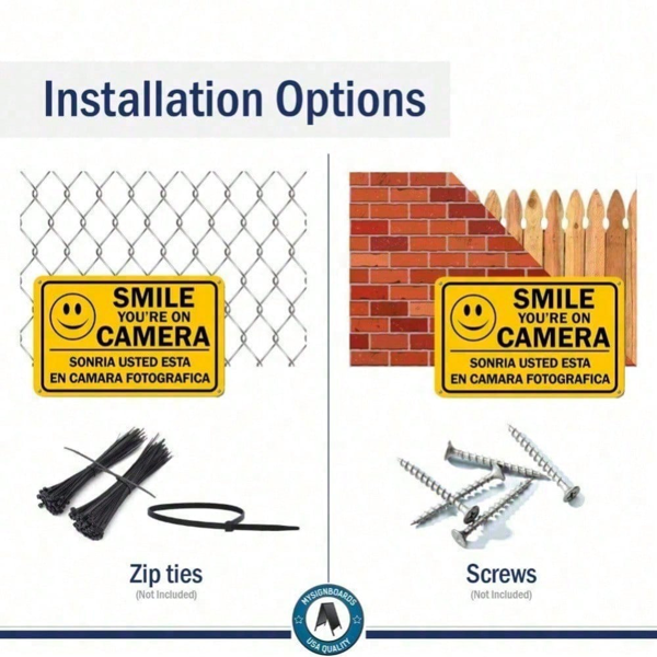 CIFbuy家用安防监控警示牌 庭院监控摄像头双语标识 TikTok、temu下自提-8