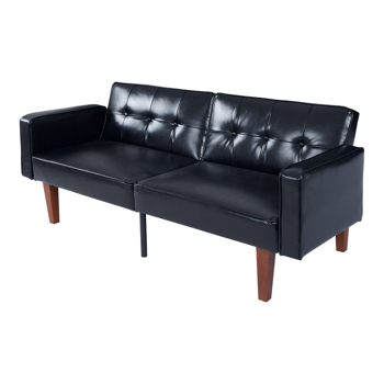 现代 PU 皮革沙发｜可调节倾斜靠背簇绒沙发｜木脚+金属支撑脚客厅休闲沙发