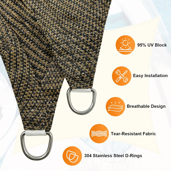 10'X10'X14'摩卡色HDPE遮阳帆-7