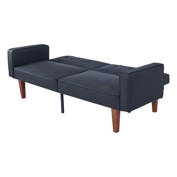 现代 PU 皮革沙发｜可调节倾斜靠背簇绒沙发｜木脚+金属支撑脚客厅休闲沙发-4