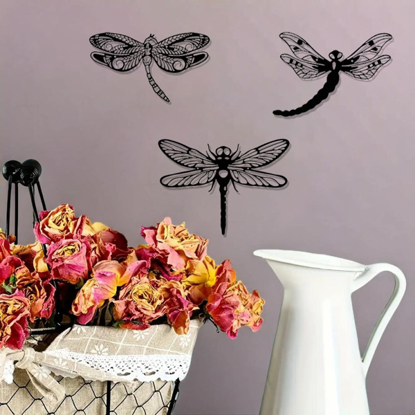 CIFbuy哥特蜻蜓壁饰3件套手工铁制复古客厅卧室装饰(TikTok、temu下自提)-5