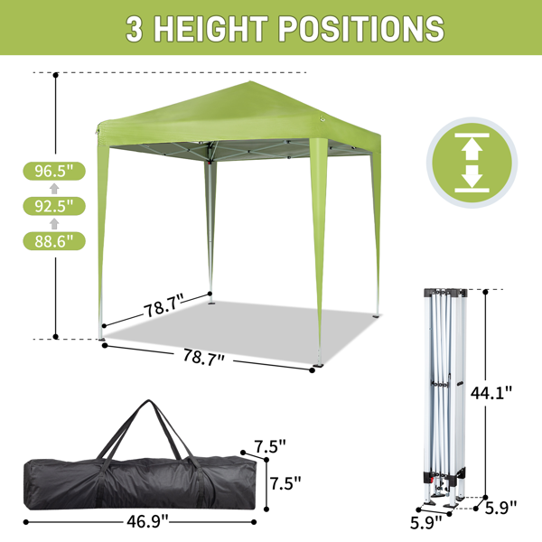 6.5X6.5FT 草绿色 4围(2围2门)  折叠棚 210D牛津布 白色喷塑钢管 配拎包-6