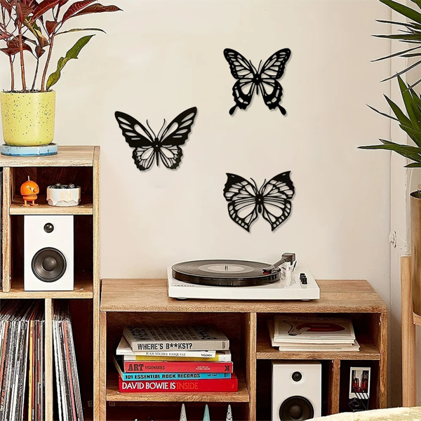 CIFbuy 复古3件套蝴蝶墙饰金属艺术组合 卧室客厅装饰 (TikTok、temu下自提)-6