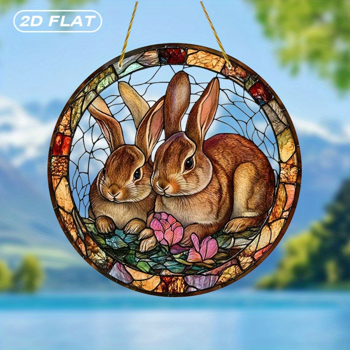 CIFbuy亚克力彩色花卉兔子窗饰 室外花园庭院装饰(TikTok、temu下自提)