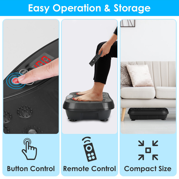 （自提可发加拿大，temu&tk下自提单）120 档调速振动健身板 配 2 根阻力带，承重 331 磅全身塑形训练机，带 USB 音乐播放功能 家用减脂塑肌专用--黑色升级版-6