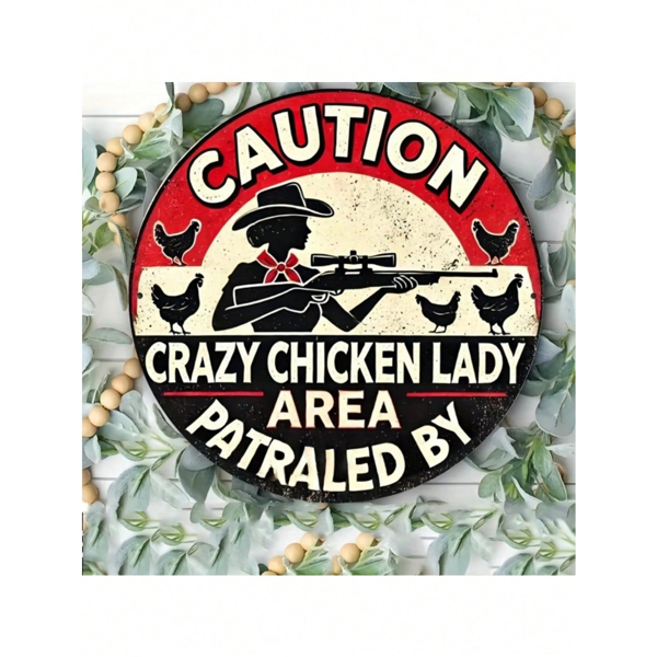 CIFbuy Crazy Chicken Lady Warning Sign Vintage Metal Tin Wall Art(TikTok、temu下自提)-8