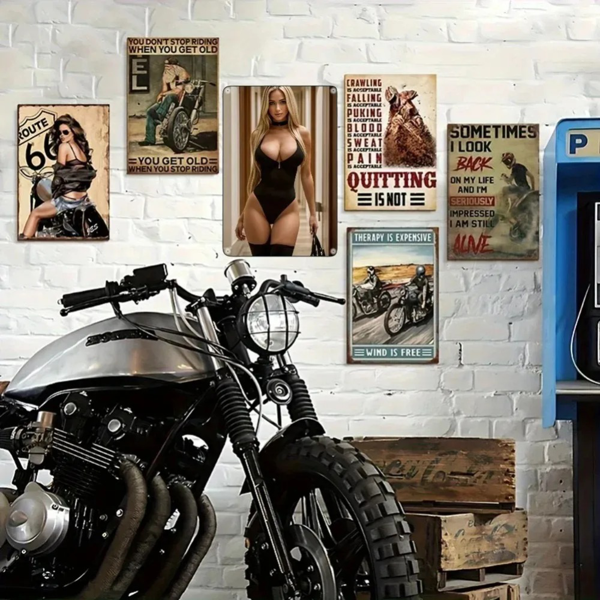 CIFbuy复古沙滩女孩铝墙艺术8x12英寸防锈易挂家居酒吧咖啡馆装饰(TikTok、temu下自提)-6