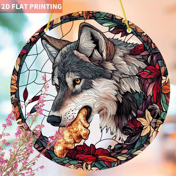 CIFbuy秋季花卉波西米亚风格野狼亚克力挂饰家居墙艺感恩节礼物（TikTok、temu下自提）-5