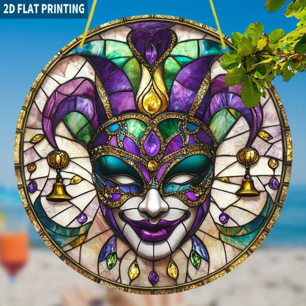 CIFbuy圆形亚克力装饰挂件 彩色威尼斯狂欢节面具太阳捕捉窗挂家居装饰（TikTok、temu下自提）-5