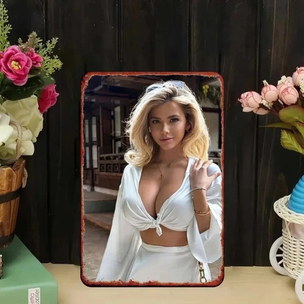 CIFbuy复古金色卷发女士铝墙饰 卧室酒吧花园户外家居装饰（TikTok、temu下自提）-3