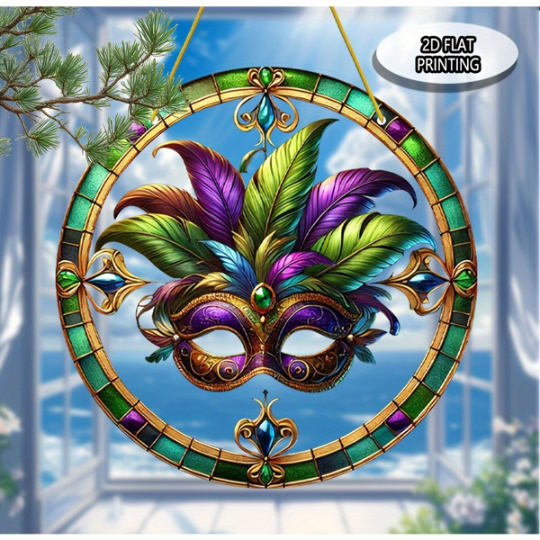 CIFbuy七彩太阳捕手窗挂亚克力花园装饰品轻质彩绘狂欢节面具礼品（TikTok、temu下自提）-6